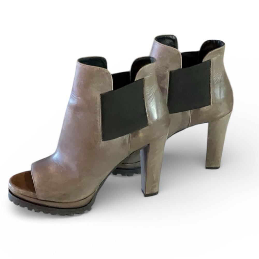 AllSaints Leather Peep Toe Platform Chelsea Booties | Chunky Heel | EU 38